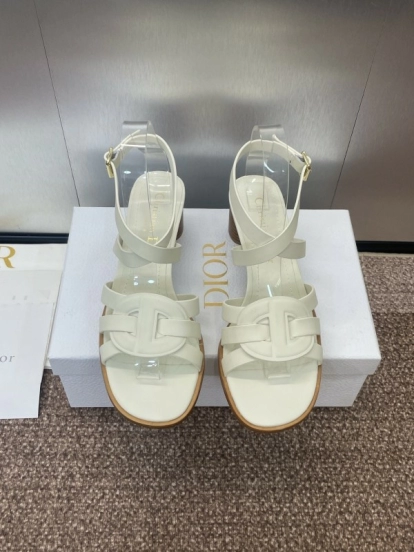 Dior D-Club Jelly Color Hollow Layered Cross Strap Mid Heel Women Shoes - KFY00290