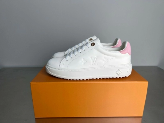 Louis Vuitton Takashi Murakami Time Out Cherry Blossom Leather Flat Low-Top Sneakers - YC