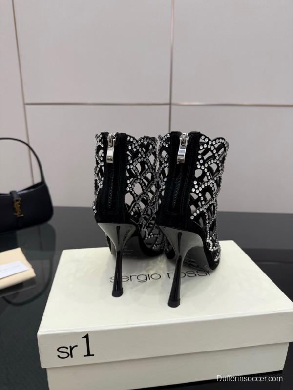 Sergio Rossi Mermaid Sandals 2025 SS Collection Fishnet High Heels - KFY00470