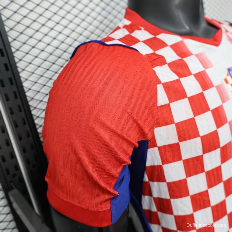 Player Version 2026 Croatia Home Red and White with Checkerboard Pattern Jersey