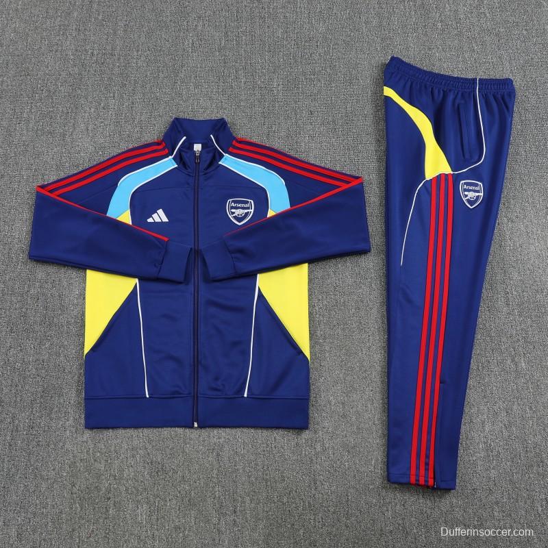 25/26 Arsenal FC Royal Blue Full zipper Jacket Tracksuit+ long pants