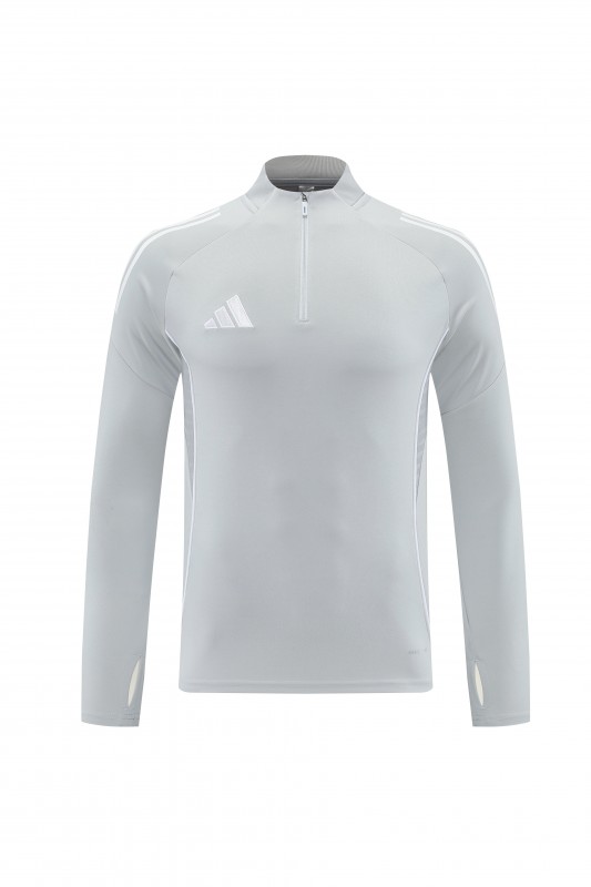 25/26  Adidas Light Grey Full zipper Jacket Tracksuit+ long pants