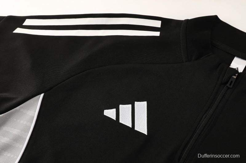 25/26  Adidas Black Full zipper Jacket Tracksuit+ long pants