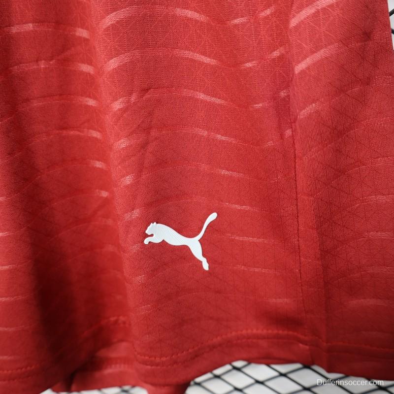 2026 Player Version Portugal Red with Wave Pattern Shorts