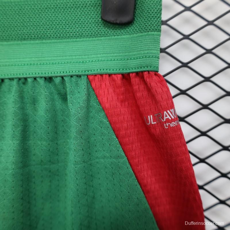 2026 Player Version Morocco Green with Red Side Panels Shorts