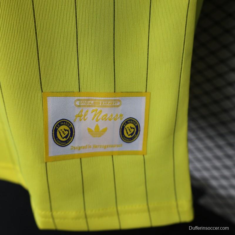 25/26 Player Version Al Nassr FC Yellow with Thin Black Pinstripes Jersey