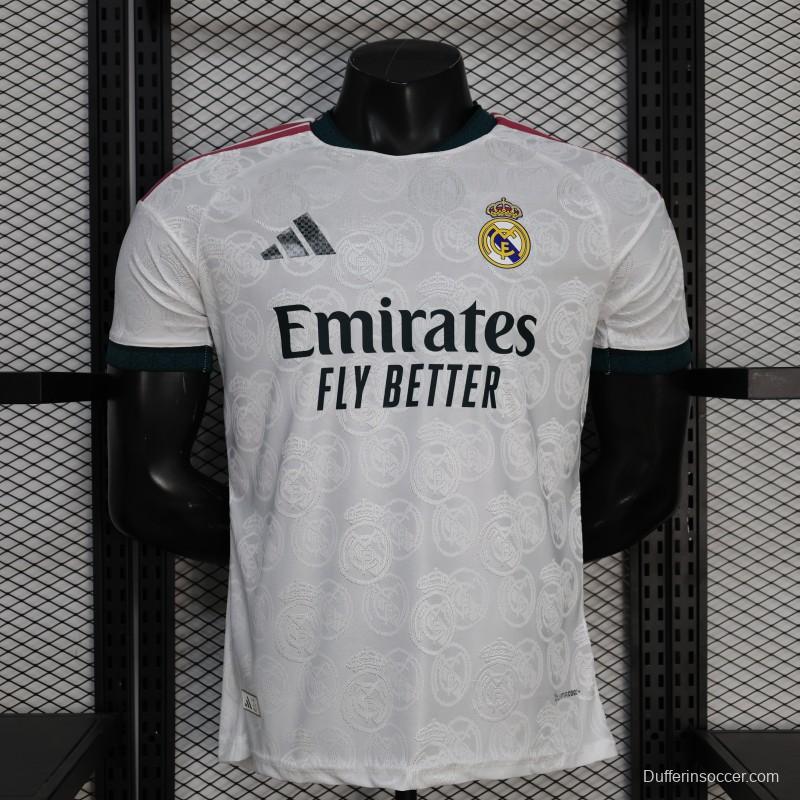25/26 Player Version Real Madrid White with Subtle Crest Pattern Jersey