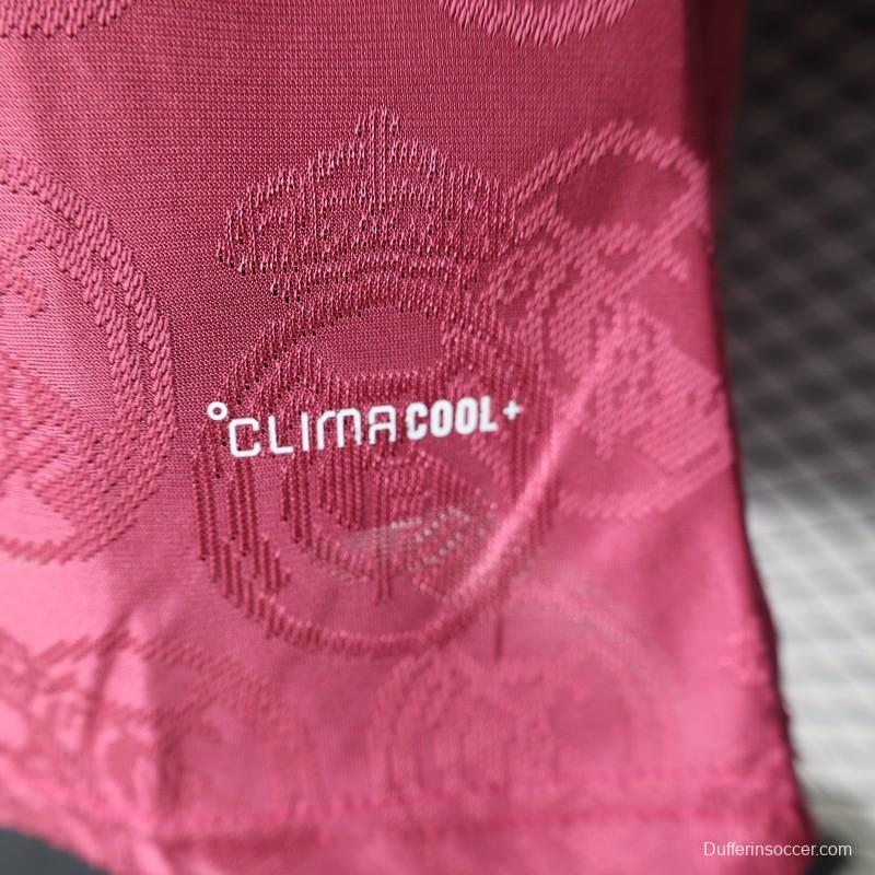 25/26  Player Version Real Madrid Third Dark Pink with all-over embossed crest pattern Jersey