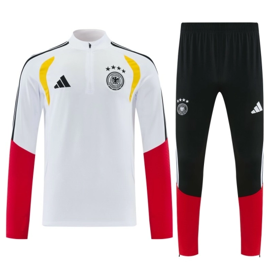 26/27 Germany White Half Zipper Jacket Tracksuit  + Long Pants