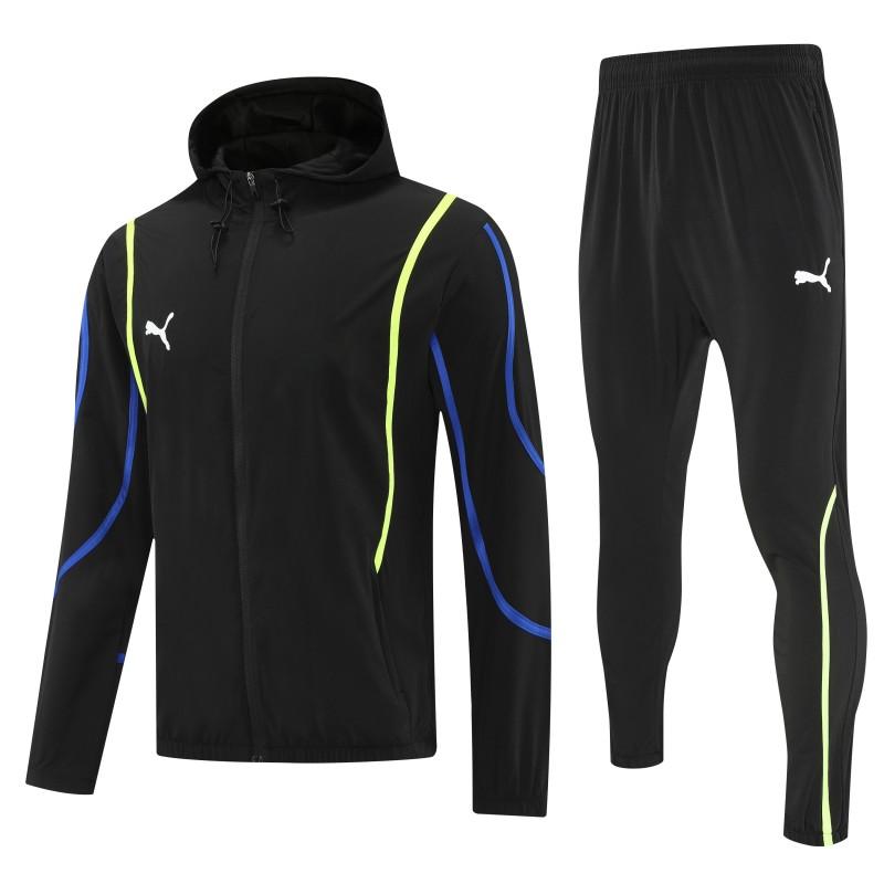 26/27 Puma Black Full Zipper Hooded Jacket Tracksuit + Long Pants