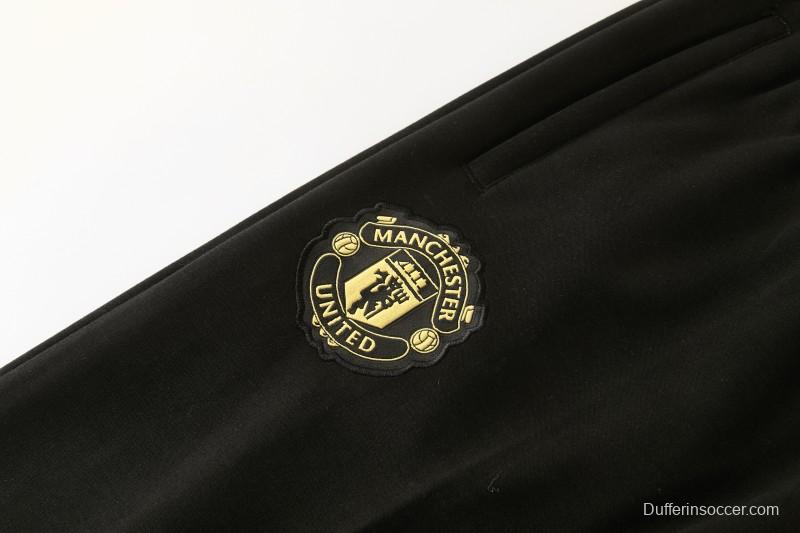 26/27 Manchester United Black Pullover Hooded Tracksuit + Long Pants