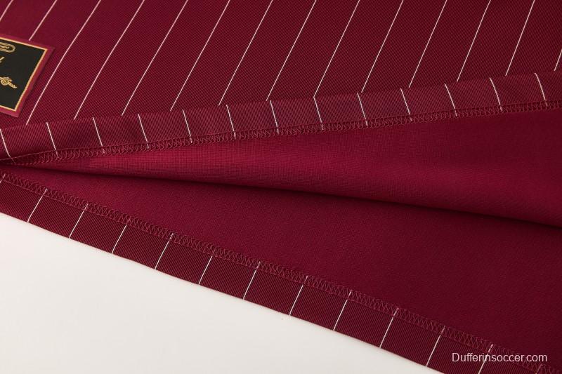 26/27  Arsenal  Maroon Pinstripe Short Sleeve+Soccer Shorts