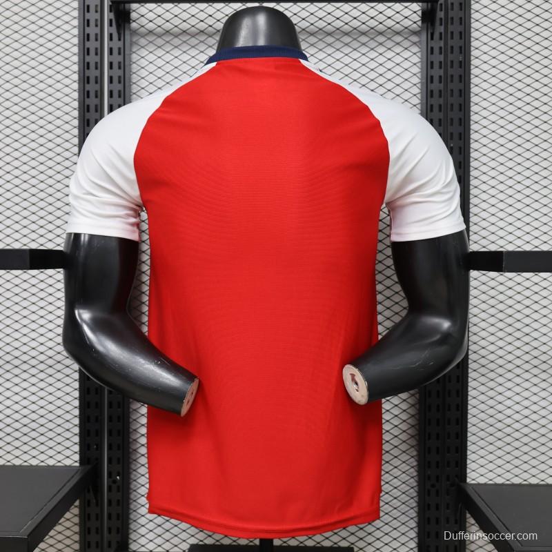 Player Version 2026  Arsenal x Adidas Originals Red with White Raglan Sleeve Home Jersey