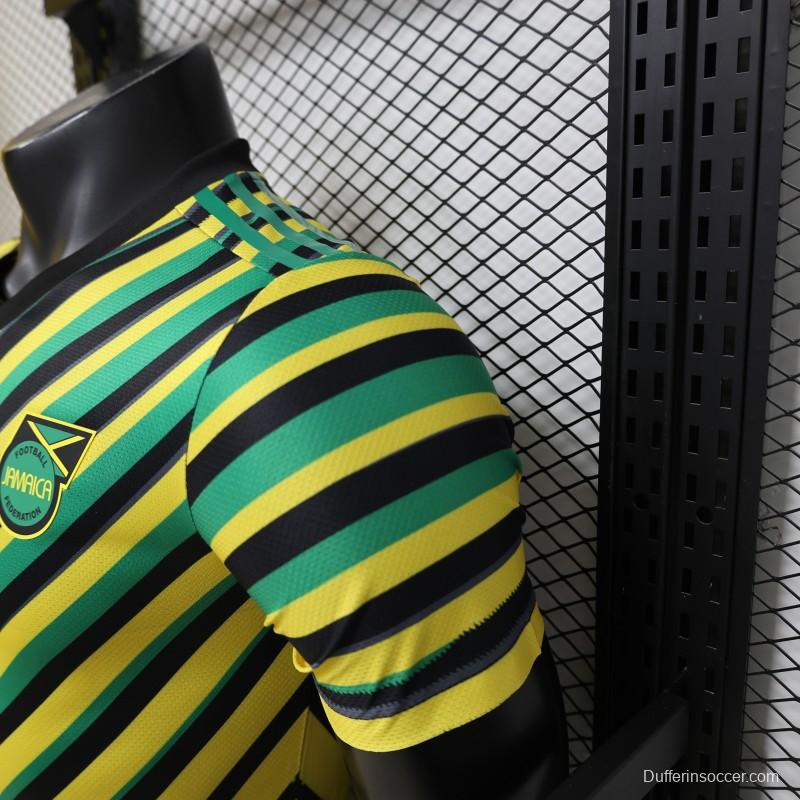 Player Version 2026 Jamaica x Adidas Originals Home Yellow Diagonal Stripe Jersey
