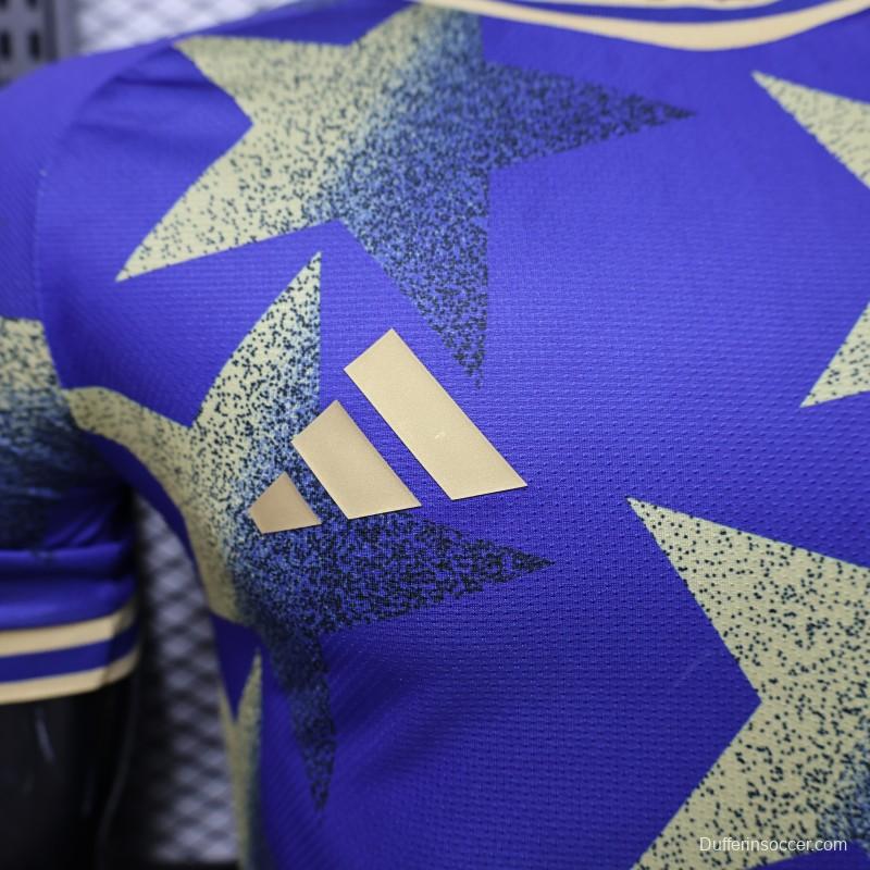 Player Version 2026  Argentina AFA Adidas Special Edition Royal Blue Gold Star Print Champions Jersey