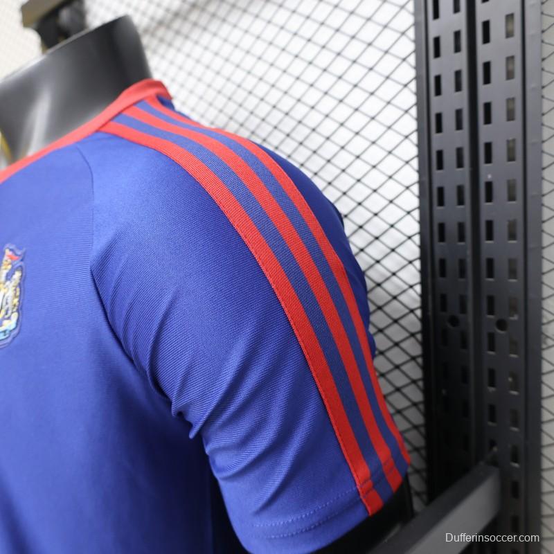 Player Version 26/27 Newcastle United Blue 1990 Vintage Remake  Short Sleeve Away Jersey