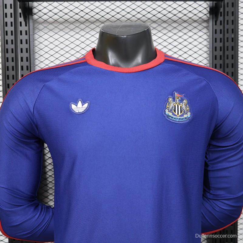 Player Version 26/27 Newcastle United Blue 1990 Vintage Remake  Long Sleeve Away Jersey