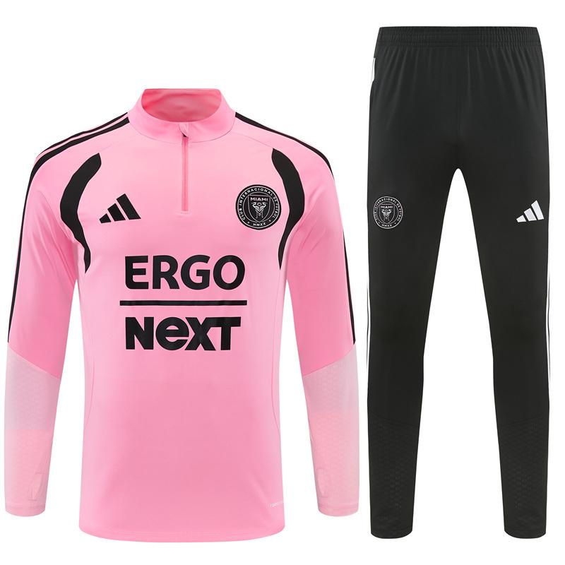 2026 Inter Miami CF Pink  Half Zipper Jacket Tracksuit + Black Long Pants