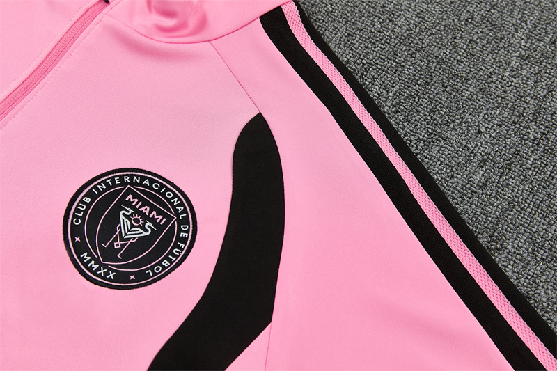 2026 Inter Miami CF Pink  Half Zipper Jacket Tracksuit + Black Long Pants