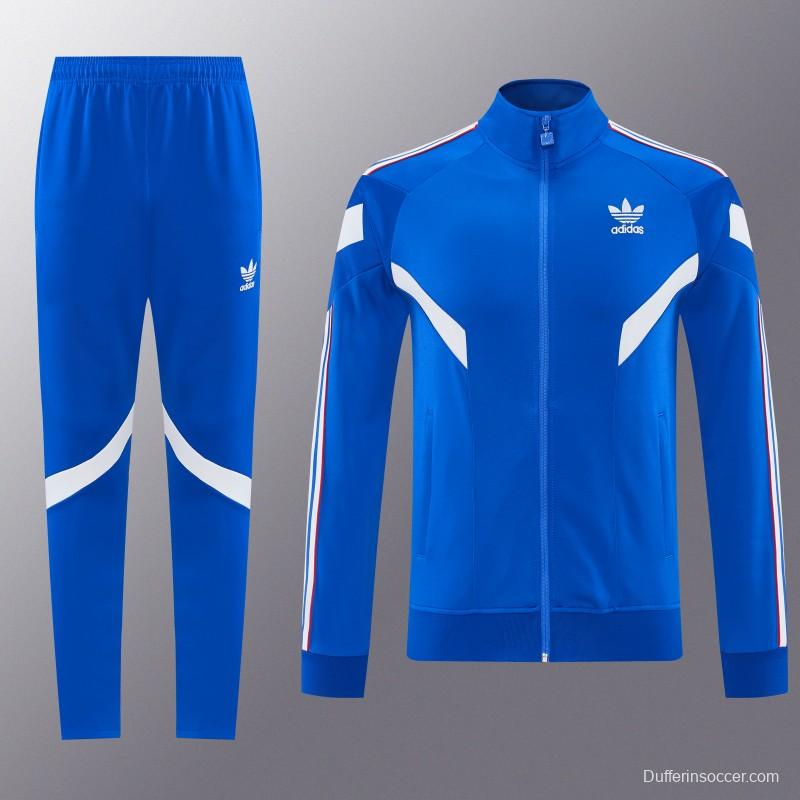 2026/27 Adidas Originals Blue Full Zipper Jacket Tracksuit + Long Pants