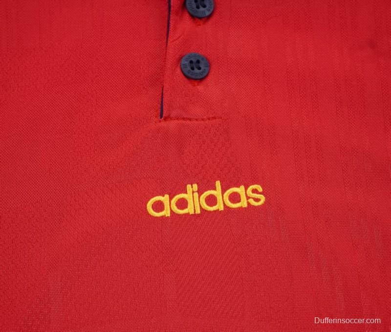 Retro 1996 Kids Spain Red & Navy Diagonal Split Home Jersey