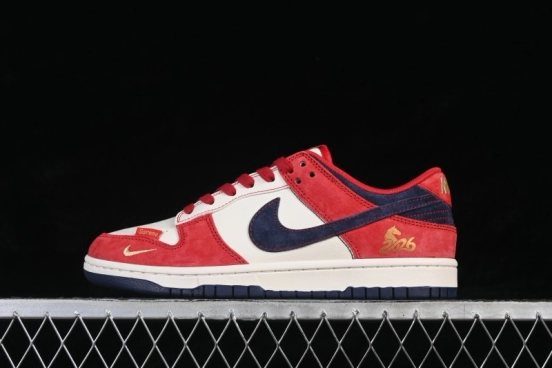 Nike SB Dunk Low Year of the Horse Black Red Panel Low-Top Skateboarding Shoes - HG0026-008