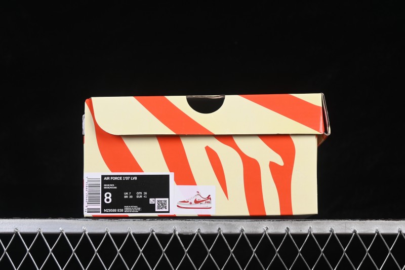 Nike Air Force 1 '07 Low Basketball Shoes with Red and Gold Overlay Design - MZ9588-838
