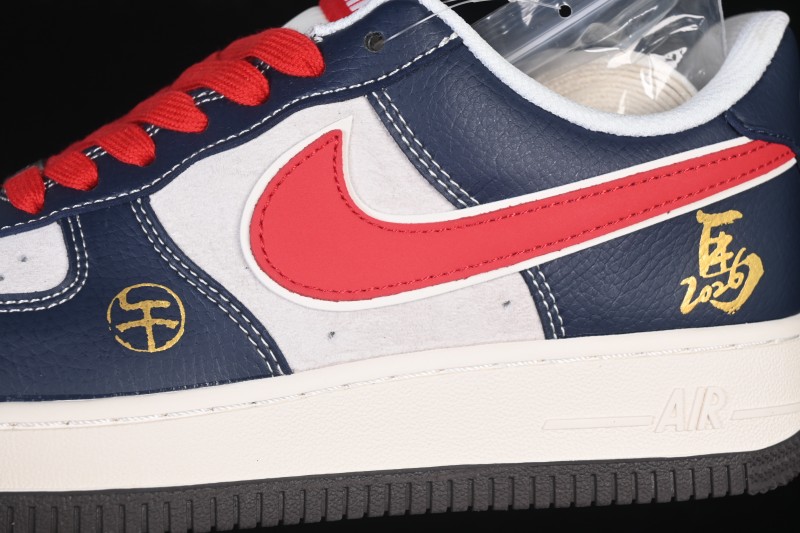 Nike Air Force 1 '07 Low Chinese New Year Edition Navy Red White Retro Basketball Sneakers - HT5088-617
