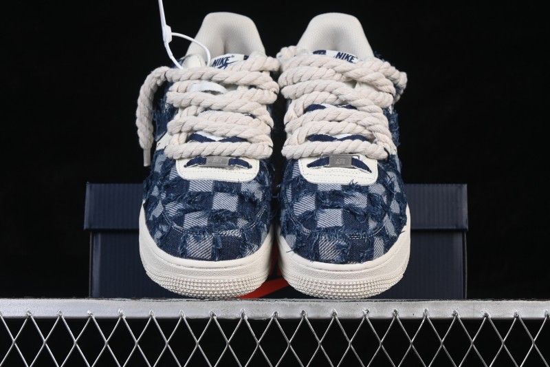 Nike Air Force 1 '07 Low Hand-Painted Ace Denim Skateboarding Shoes - FB0607-909