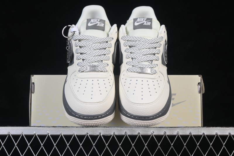 Nike Air Force 1 '07 Low Casual Sneakers in White and Dark Grey - SM6668-107