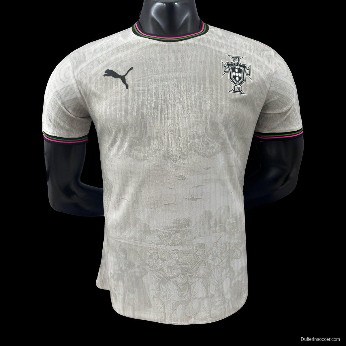 Player Version 2025 Portugal Away White with Subtle Pattern Jersey
