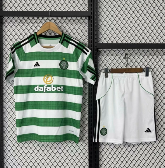 25/26 Kids Celtic Home Jersey With Sponsor