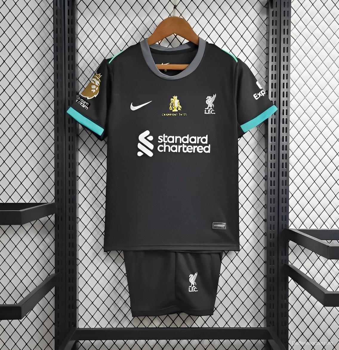 24/25 Kids Liverpool Away Black Jersey With Champion Printing