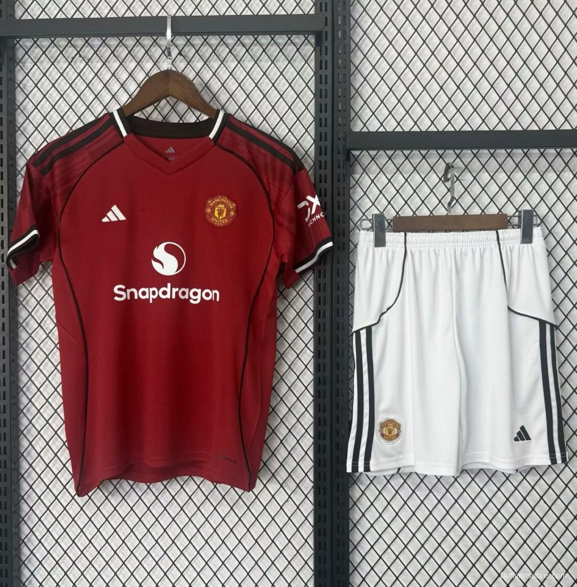 25/26 Kids Manchester United Home Jersey