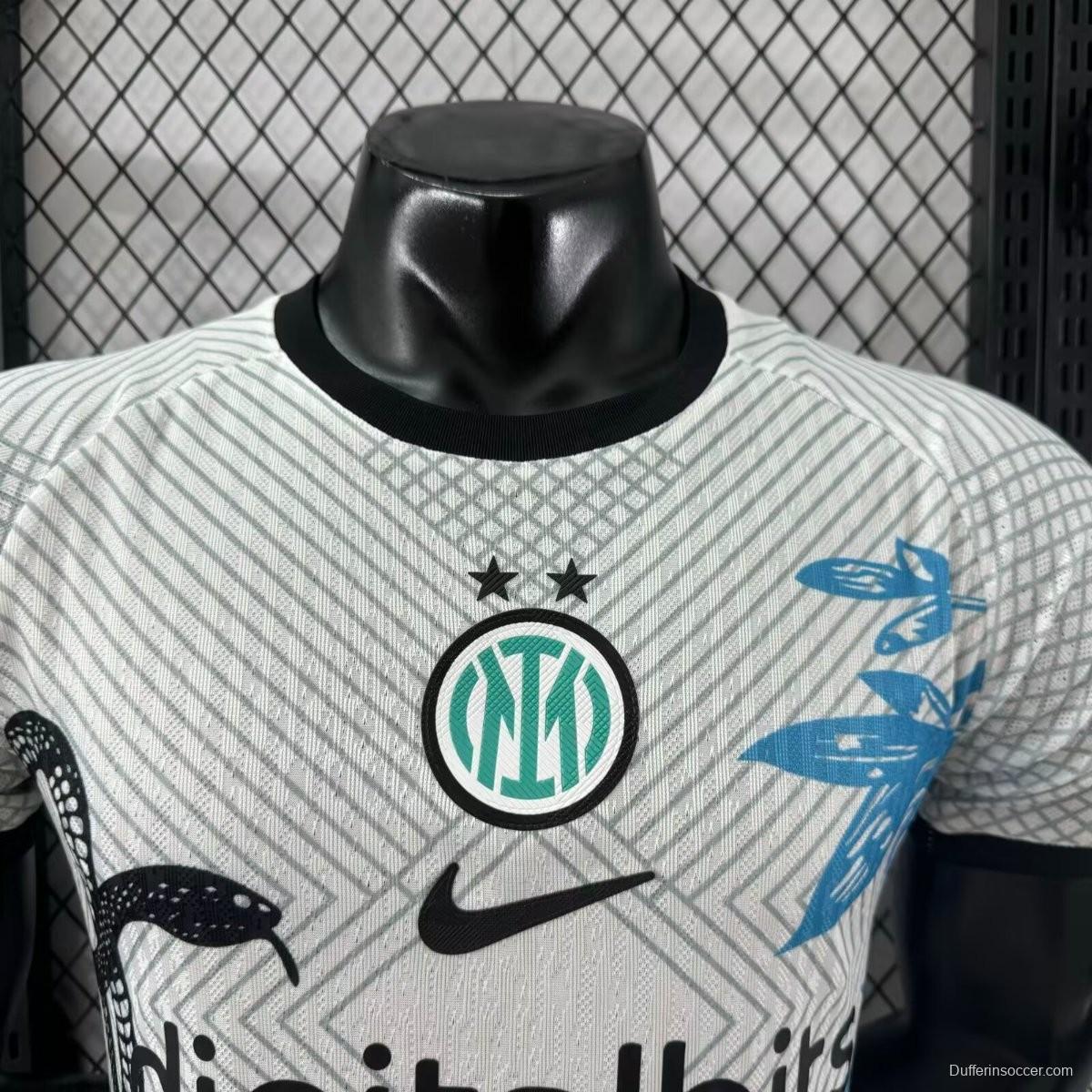 Player Version 25/26 Inter Milan White with Snake and Floral Pattern Jersey