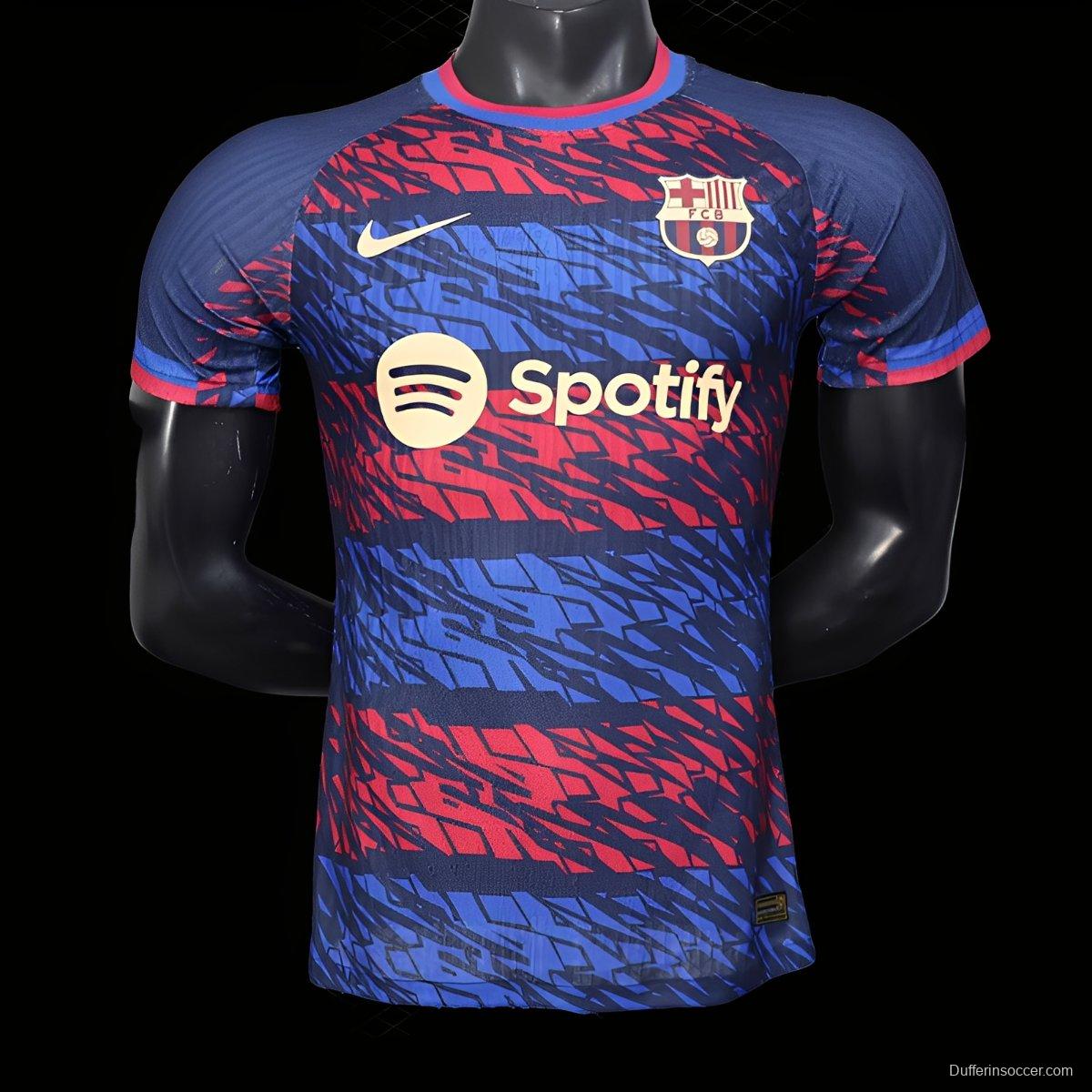Player Version 25/26 FC Barcelona Navy Blue with Red and Blue Abstract Pattern Jersey