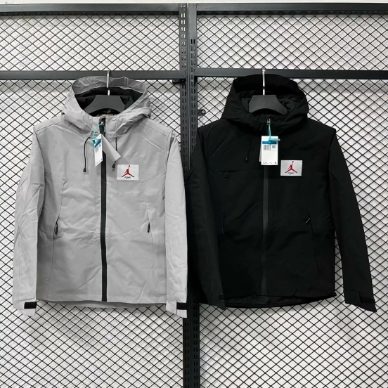 2025 Air Jordan Light Grey/Black Windbreaker