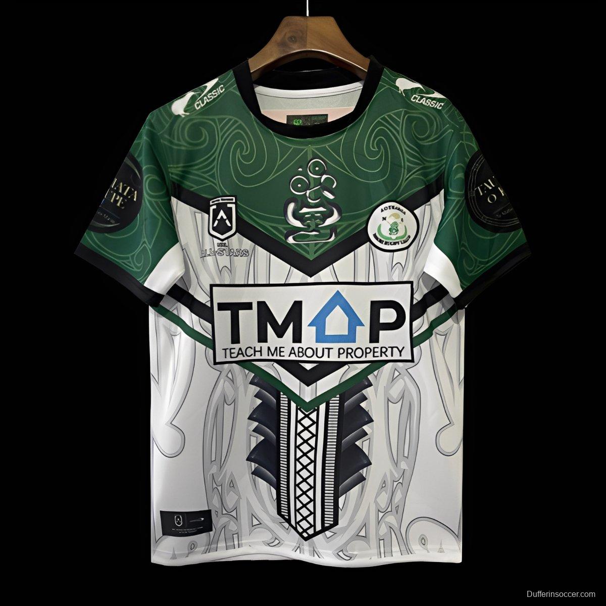 2026 NRL Maori All Stars White with Green Maori Art Pattern Jersey
