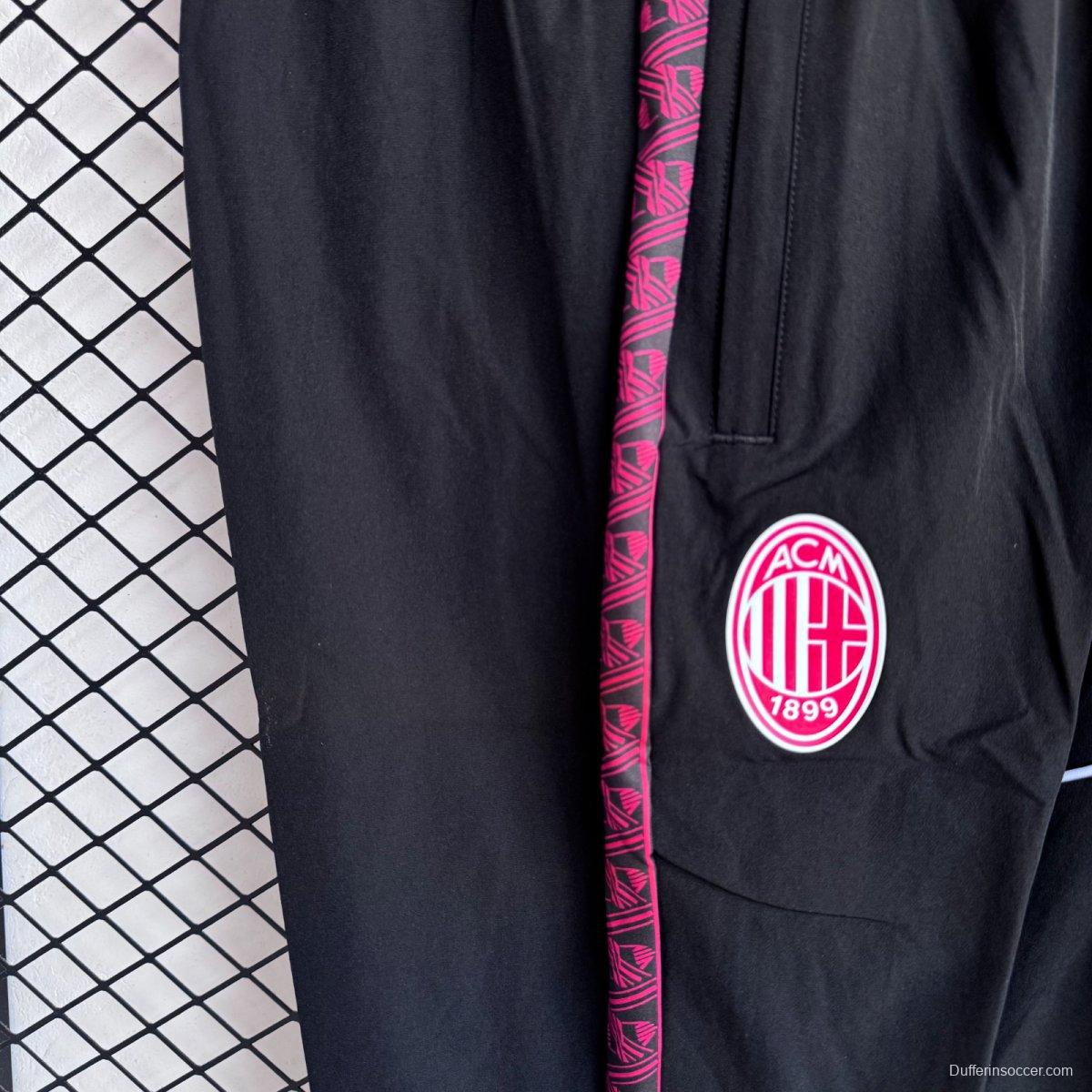 25/26 AC Milan Black/Pink Full Zipper Windbreaker + Long Pants