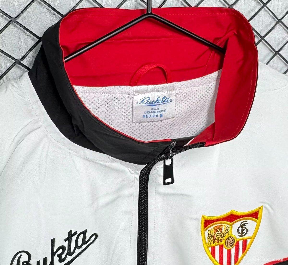 Retro 92/93 Sevilla White/Black/Red Windbreaker