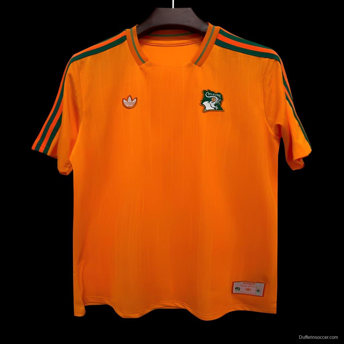 2026 Ivory Coast Adidas Terrace Icons Orange Jersey