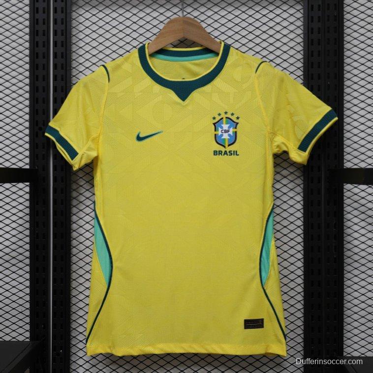 Player Version Women 2026  Brazil Yellow with Green Home Jersey