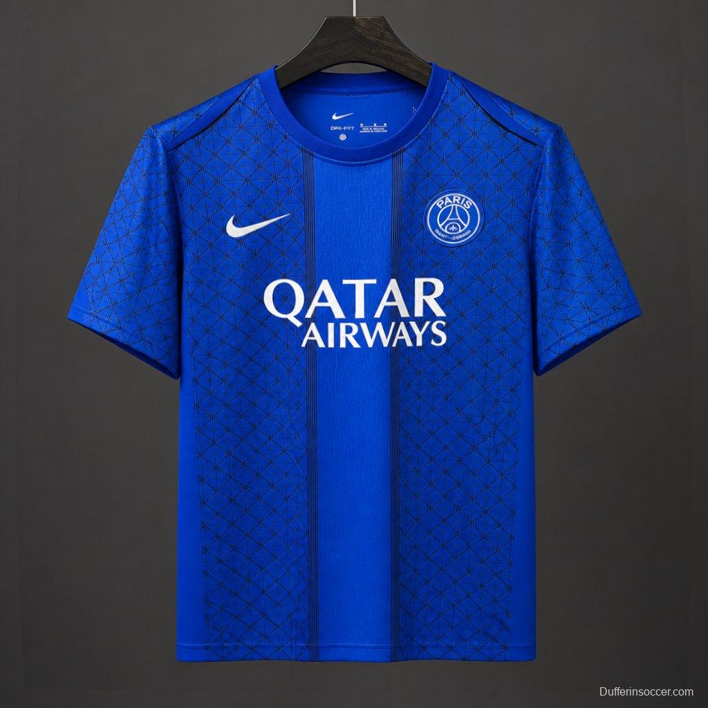 25/26 PSG Academy Pro Pre-Match Blue Paris Saint-Germain Geometric Pattern Pre-Match Jersey
