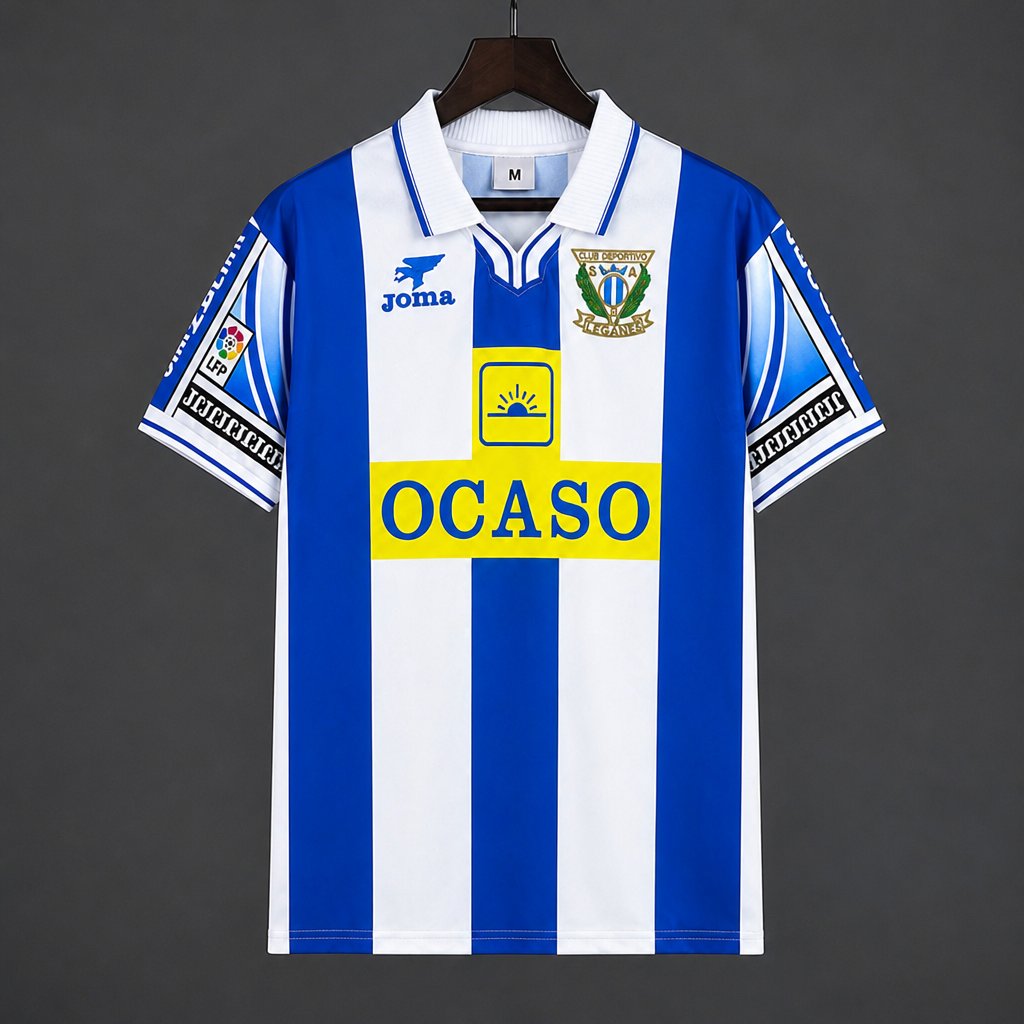 Retro 98/00 Leganes Home White/Blue Jersey