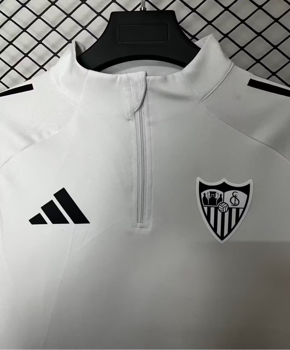25/26 Sevilla FC White Long Sleeve Half-Zip Training Top